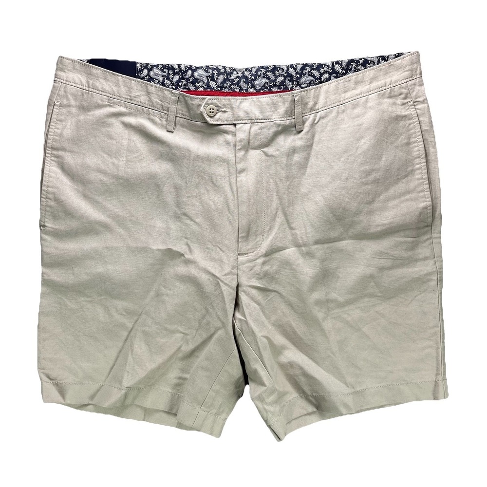 Cremieux Shorts Mens 40 Beige Linen Blend Summer Travel Vacation 9" Inseam NWT